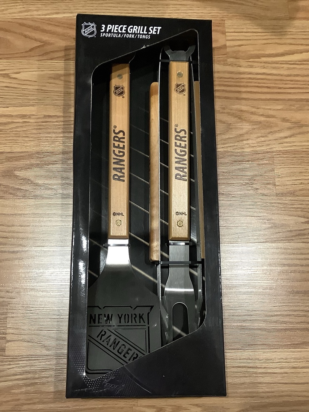 New York Rangers 3 Piece Grill Set BBQ Grill Tool Set Black & Gold New
